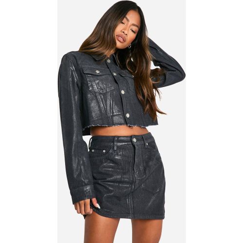 Mini-Jupe En Jean Enduit - 34 - boohoo - Modalova