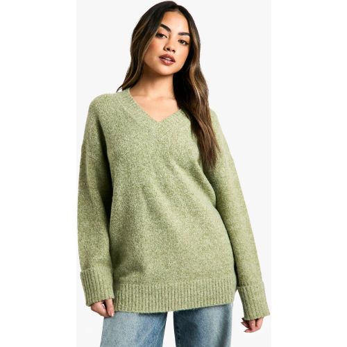 Pull Oversize À Col V En Maille - L - boohoo - Modalova