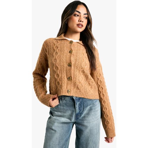 Cardigan En Maille Torsadée - L - boohoo - Modalova