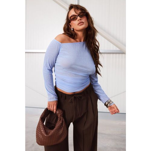 Grande Taille - Top Asymétrique Froncé Côtelé - 52 - boohoo - Modalova