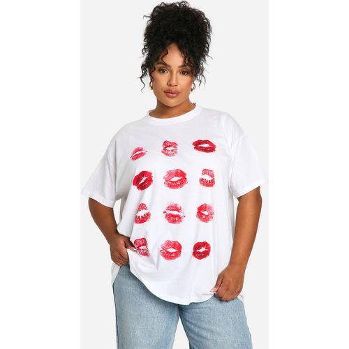 Grande Taille - T-Shirt Oversize Imprimé Lèvres - 50 - boohoo - Modalova