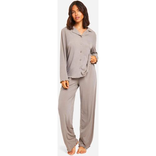 Ensemble De Pyjama Côtelé Avec Pantalon Boutonné - 34 - boohoo - Modalova