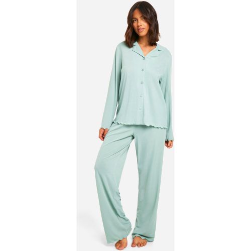 Ensemble De Pyjama Côtelé Avec Pantalon Boutonné - 34 - boohoo - Modalova