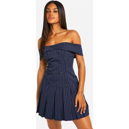 Robe Jupe De Tennis À Col Bateau Et Rayures - 42 - boohoo - Modalova