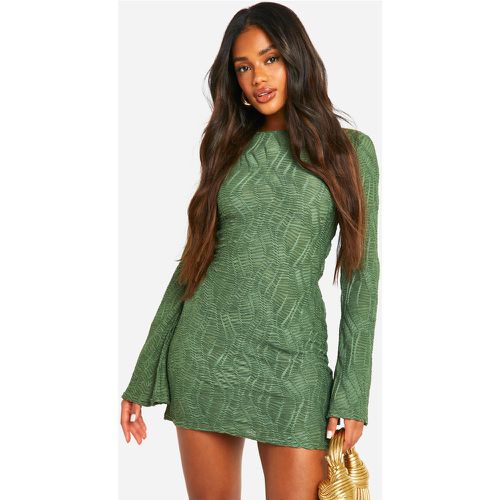 Robe Courte Texturée À Manches Évasées - 36 - boohoo - Modalova