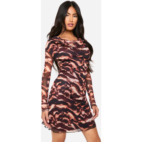 Robe Courte À Col Bénitier Et Imprimé Tigre - 38 - boohoo - Modalova