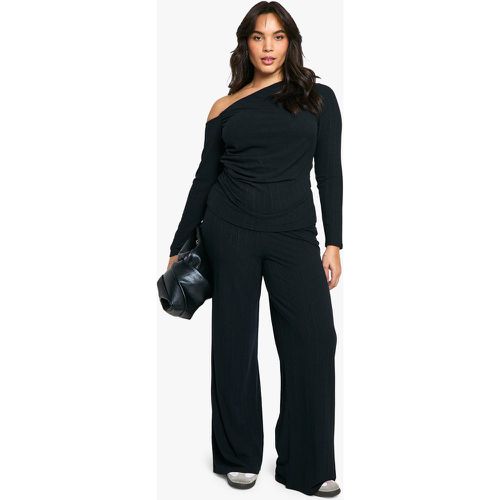 Grande Taille - Ensemble Côtelé Avec Top Asymétrique Froncé - 50 - boohoo - Modalova