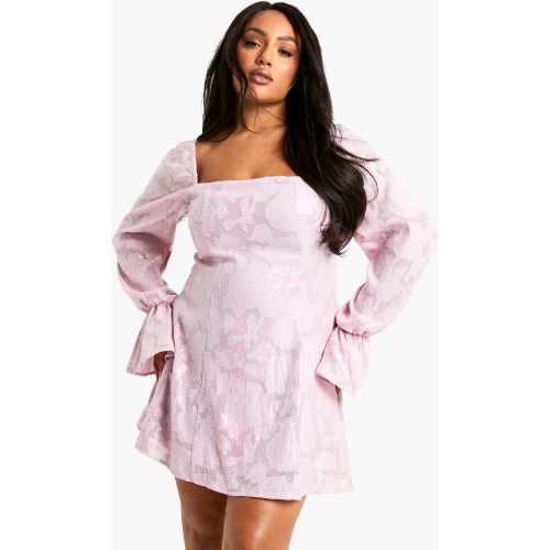 Grande Taille - Robe Patineuse Fleurie À Paillettes - 44 - boohoo - Modalova