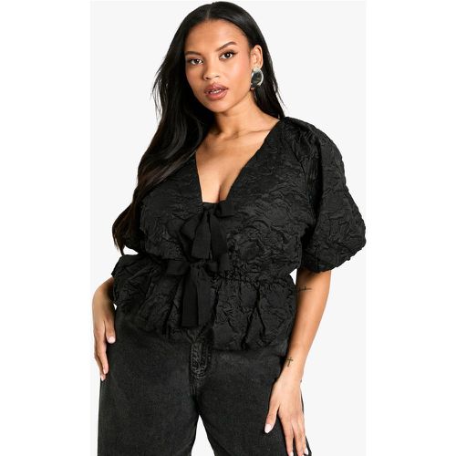 Grande Taille - Top Bouffant Noué À Motif Jacquard - 46 - boohoo - Modalova