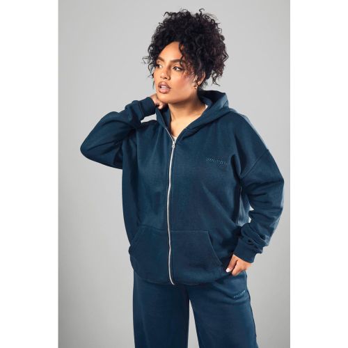 Grande Taille - Sweat À Capuche Oversize Zippé À Broderie Dsgn Studio - 44 - boohoo - Modalova