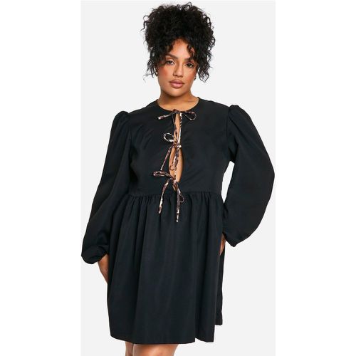 Grande Taille - Robe Babydoll Nouée À Imprimé Léopard Contrastant - 46 - boohoo - Modalova