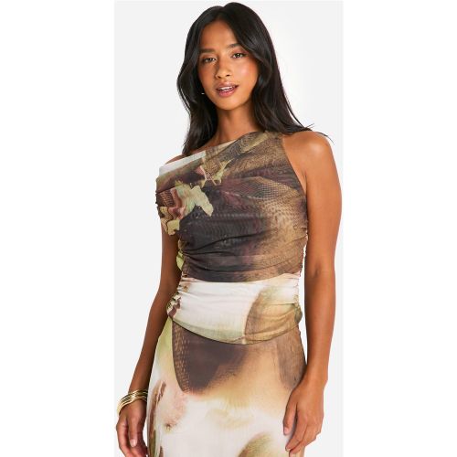 Petite" - Top Drapé Torsadé À Imprimé Abstrait - 34 - boohoo - Modalova