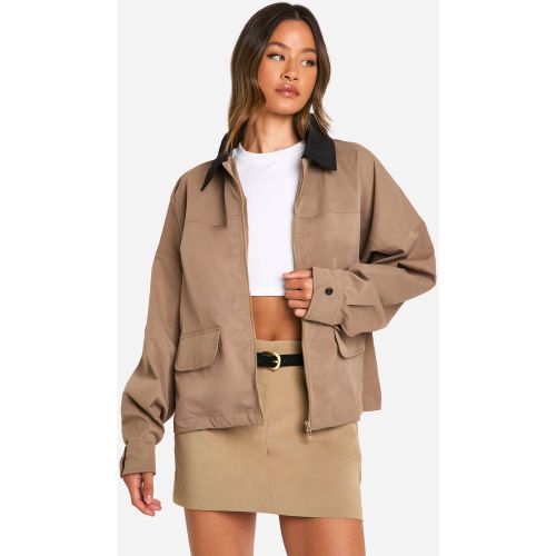 Tall" - Veste Harrington Oversize À Col Contrastant - 36 - boohoo - Modalova