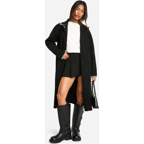 Manteau Long Effet Laine À Coutures Apparentes - 38 - boohoo - Modalova