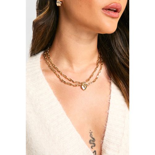 Collier À Pendentif Cœur En Chaîne - One Size - boohoo - Modalova