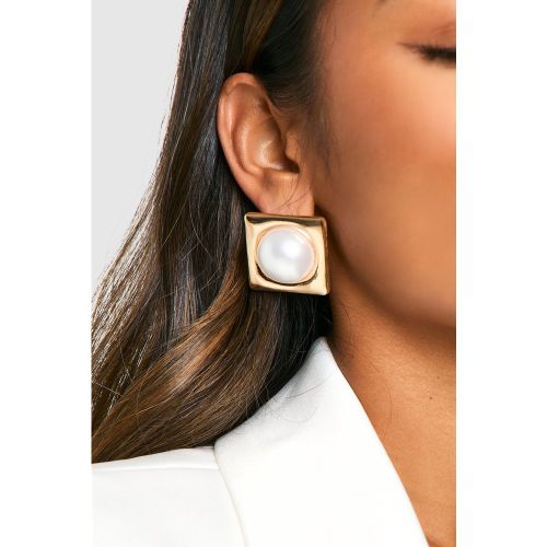 Boucles D'Oreilles À Perle Et Carrée - One Size - boohoo - Modalova