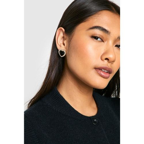 Boucles D'Oreilles Cœur À Pierre Fantaisie - One Size - boohoo - Modalova