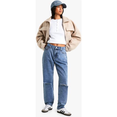 Petite" - Jean Mom Taille Haute À Déchirures - 6/26L - boohoo - Modalova