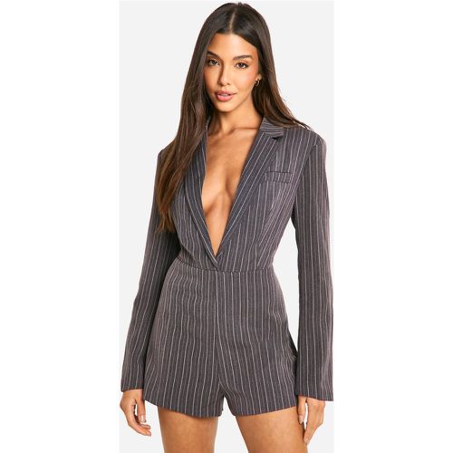 Robe Blazer À Rayures Fines Et Lacets - 38 - boohoo - Modalova