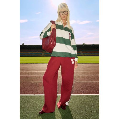 Jogging Droit Color Block À Slogan Ny - S - boohoo - Modalova