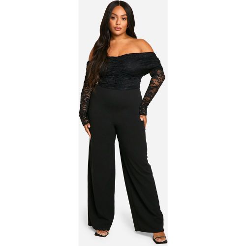 Grande Taille - Combinaison Large À Dentelle Et Épaules Dénudées - 44 - boohoo - Modalova