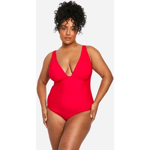 Grande Taille - Maillot De Bain À Décolleté Plongeant - 56 - boohoo - Modalova