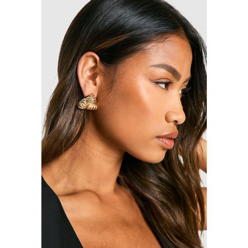 Boucles D'Oreilles Dorées Côtelées - One Size - boohoo - Modalova