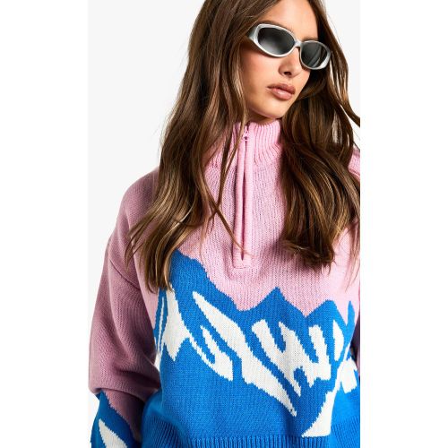 Pull En Maille À Col Zippé - L - boohoo - Modalova