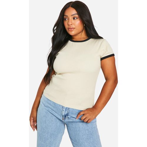 Grande Taille - T-Shirt Confort À Col Contrastant - 44 - boohoo - Modalova