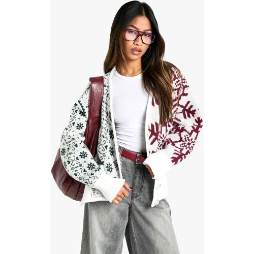 Cardigan En Maille Premium À Motif Jacquard - M - boohoo - Modalova