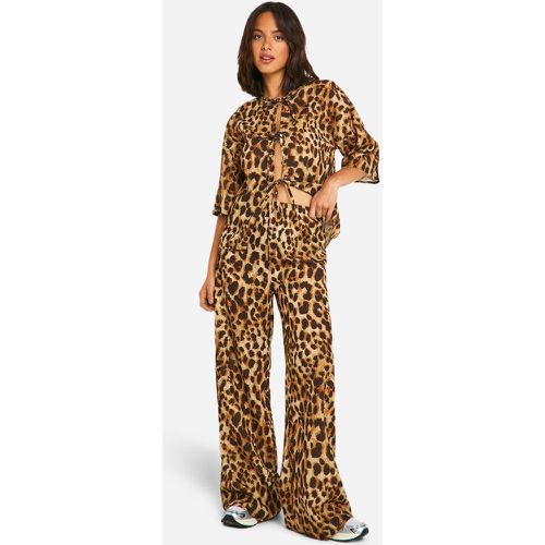 Ensemble Avec Blouse Léopard À Manches Volumineuses Et Pantalon Large - 38 - boohoo - Modalova