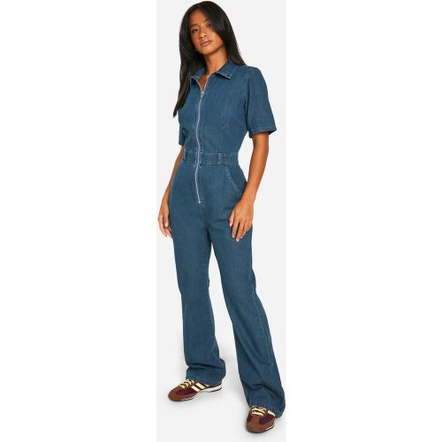 Petite" - Combinaison Zippée En Jean - 32 - boohoo - Modalova