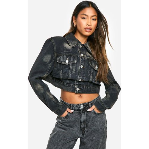 Veste En Jean À Déchirures Et Bordure Contrastante - 40 - boohoo - Modalova