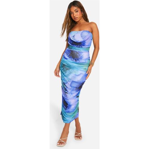 Petite" - Robe Mi-Longue Fleurie Froncée - 32 - boohoo - Modalova