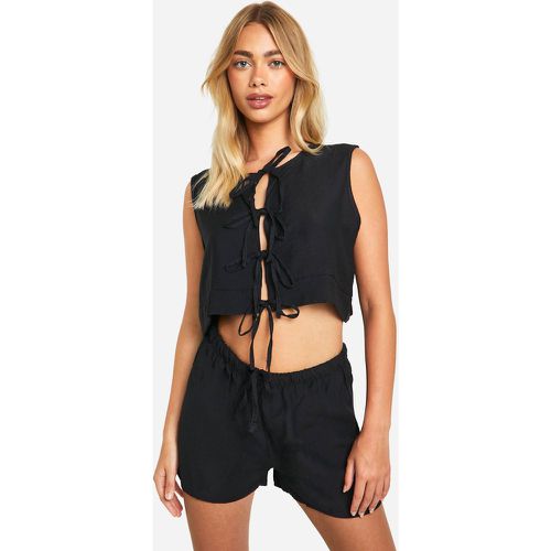 Ensemble En Lin Avec Blouse Sans Manches Et Short - 40 - boohoo - Modalova