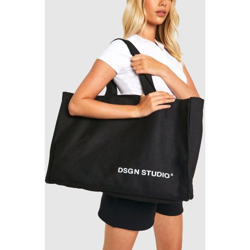 Tote Bag Oversize En Toile À Slogan - One Size - boohoo - Modalova