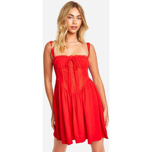 Robe Corset En Dentelle À Volants - 36 - boohoo - Modalova