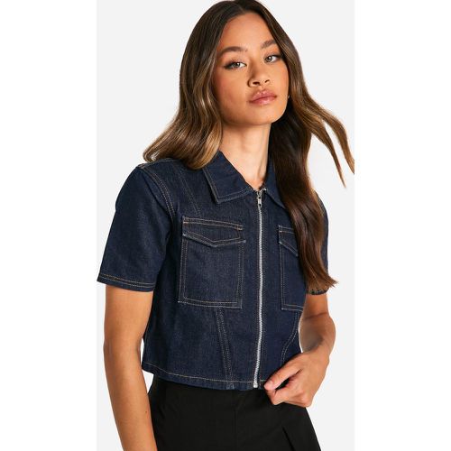 Tall" - Chemise Oversize Courte En Jean - 42 - boohoo - Modalova