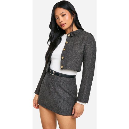 Petite" - Veste Courte En Tweed - 36 - boohoo - Modalova