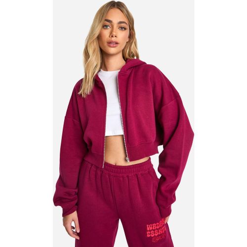 Sweat À Capuche Court Zippé - L - boohoo - Modalova