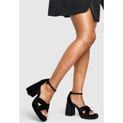 Chaussures À Talon Et Plateforme En Velours - Pointure Large - 38 - boohoo - Modalova