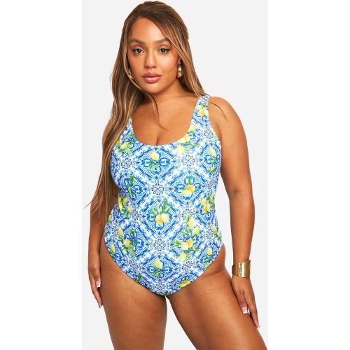 Grande Taille - Maillot De Bain À Imprimé Citrons - 56 - boohoo - Modalova