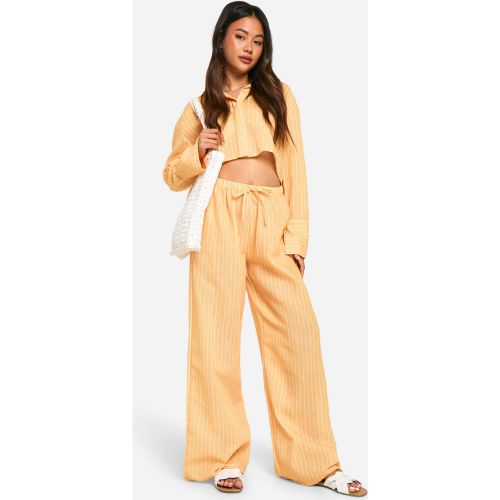 Ensemble À Rayures Avec Chemise Courte Et Pantalon Large - 34 - boohoo - Modalova