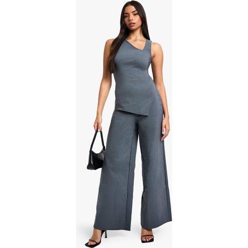 Ensemble Avec Top Asymétrique Long Et Pantalon Large - 40 - boohoo - Modalova