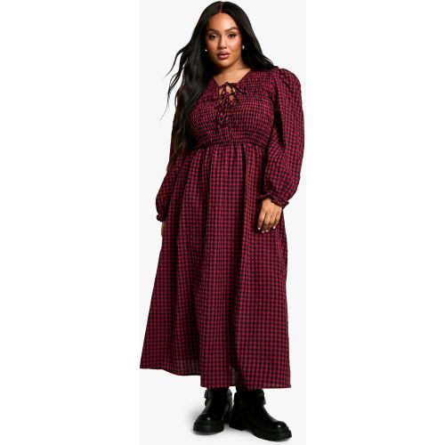Grande Taille - Robe Babydoll Nouée À Carreaux - 44 - boohoo - Modalova