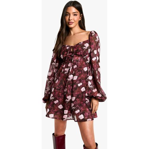 Robe Patineuse Fleurie À Manches Longues - -- - 36, - boohoo - Modalova