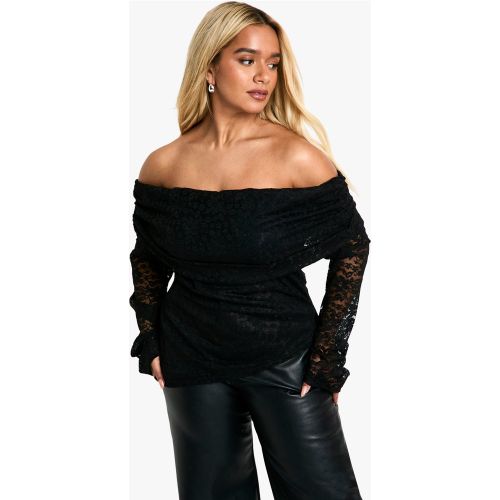 Grande Taille - Top Asymétrique En Dentelle À Col Bateau - 46 - boohoo - Modalova