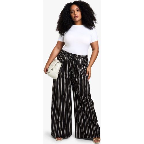 Grande Taille - Pantalon Large À Rayures Et Cordon De Serrage - 44 - boohoo - Modalova