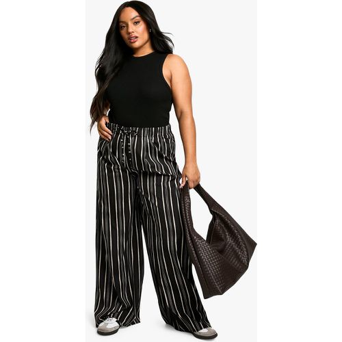 Grande Taille - Pantalon Large À Rayures Et Cordon De Serrage - 46 - boohoo - Modalova