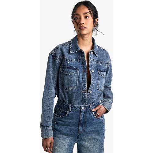 Chemise En Jean Cloutée - 34 - boohoo - Modalova